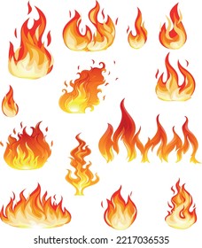 Flames Icons Collection (Editable file) - Vector Illustration