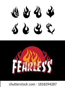 flames icons vector designs with a slogan print design sample