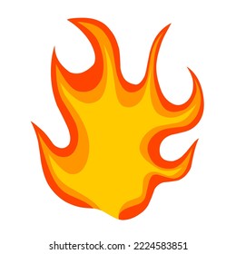 Icono del logotipo en un fondo blanco. Se está quemando un fuego con una combinación de rojo, naranja y amarillo. Excelente para logotipos calientes. Vector