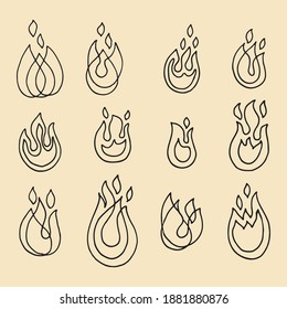 Flames set in Doodle style