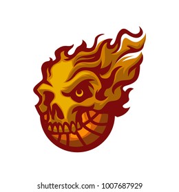 Flames skull basketball cutom logo