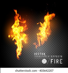 Flames with sparks. Vector illustration.