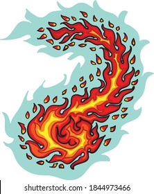flames that formed like a whip