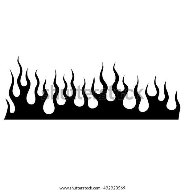 Flames tribal tattoo vector\
design sketch. Fire black isolated template logo on white\
background.
