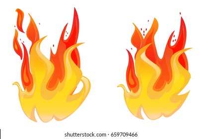 Flames vector cartoon illustration of a burning fire