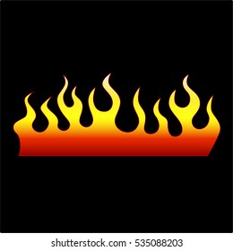 Flames vector icon isolated on black background – icon fire illustration, devouring element, sample car hood racing stickers 