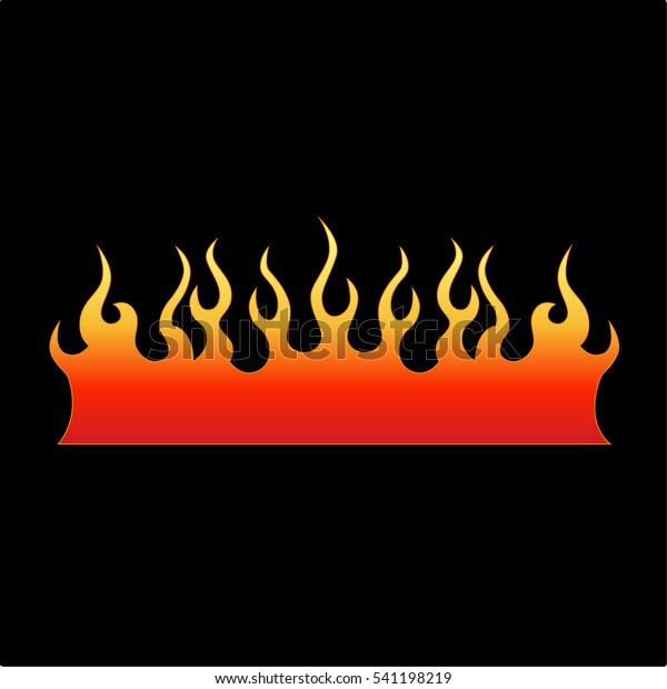 Flames vector icon isolated on\
black background – icon fire illustration, sample car hood\
stickers