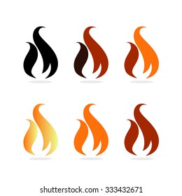 Flames. Vector logo. Flammable symbol. Fire icons set.