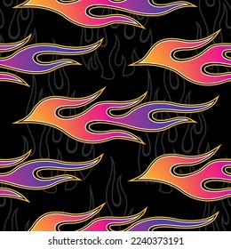 Flames wallpaper design vector image. Repeating fire background. Wallpaper, wrapping paper, packaging, textile design.