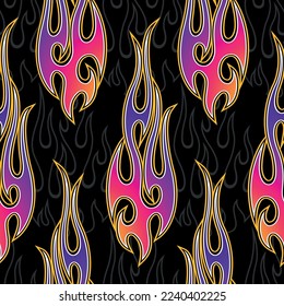 Flames wallpaper design vector image. Repeating fire background. Wallpaper, wrapping paper, packaging, textile design.