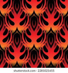 Flames wallpaper design vector image. Repeating fire background. Wallpaper, wrapping paper, packaging, textile design.