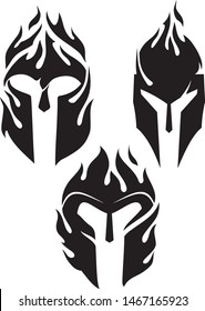 Flaming Abstract Medieval Helmet Set