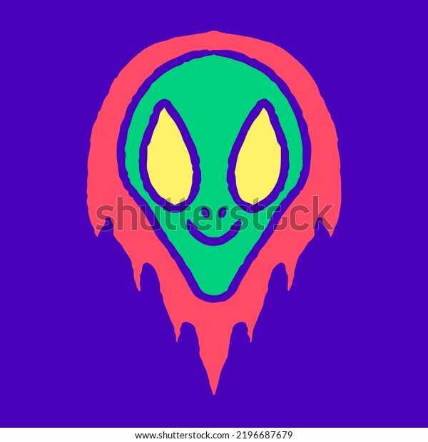 Flaming Alien Head Doodle Cartoon Illustration Stock Vector (Royalty ...