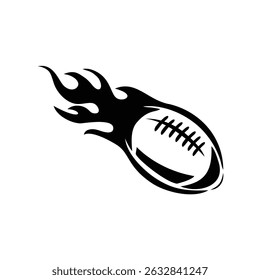 Flaming American Football or Rugby Ball Logo