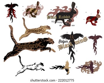 Flaming animals, the set of elements.