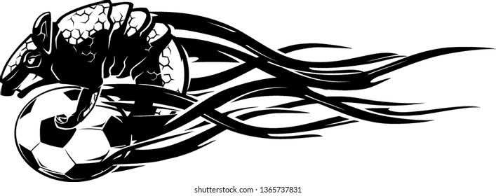 Flaming Armadillo Football, with Abstract Swirling Speed Trail