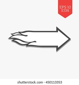 Flaming arrow icon. Speed concept. Flat design gray color symbol. Modern UI web navigation, sign. Illustration element