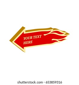 Flaming arrow symbol. Flat Isometric Icon or Logo. 3D Style Pictogram for Web Design, UI, Mobile App, Infographic. Vector Illustration on white background.
