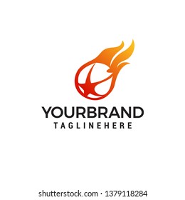 Flaming ball star logo design template Vectors
