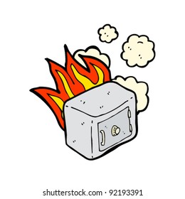 flaming bank safe cartoon