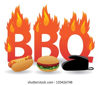 Flaming barbecue design element. EPS 8 vector, grouped for easy editing. No open shapes or paths.