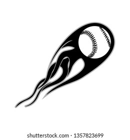 Flaming Baseball Rocket Symbol Design