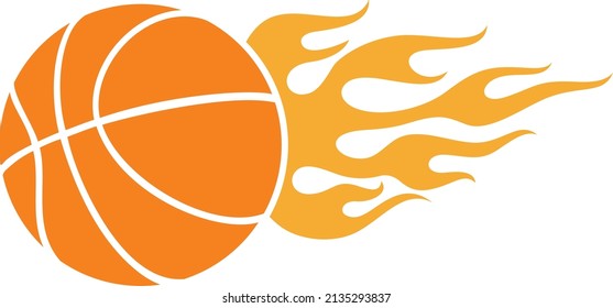 Flaming basketball ball color vector illustration