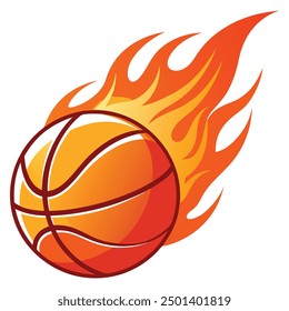 Flaming basketball ball on fire.