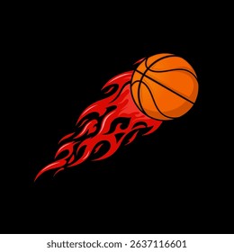 Flaming basketball ball sport illustration