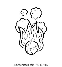 flaming basketball cartoon