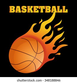 Flaming basketball, vector illustration 10 eps graphic.