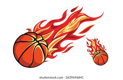 Flaming Basketball Vector Illustration – Fireball Sport Icon