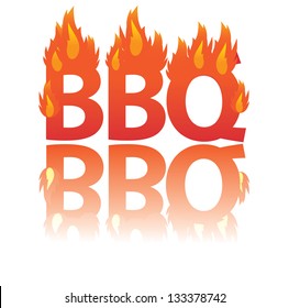 Flaming BBQ word design element. EPS 8 vector, grouped for easy editing. No open shapes or paths.