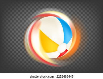 Flaming beach ball icon isolated on trandparent. 3d vector icon with fire effect  