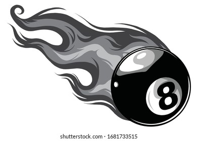 Flaming Billiards Eight Ball Vector Cartoon burning with Fire Flames vector