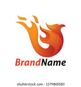 Flaming Bird Phoenix Logo Template