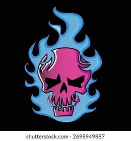 Flaming Blue Skull Arte vectorial por kribo studio