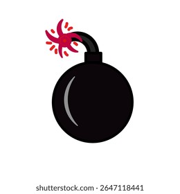 flaming bomb ready to explode, simple bomb vector