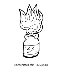 flaming bottle of pills cartoon