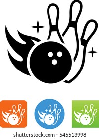 Flaming Bowling Ball Hitting Pins Icon