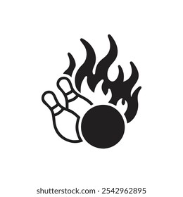 Flaming Bowling Ball Icon on white background