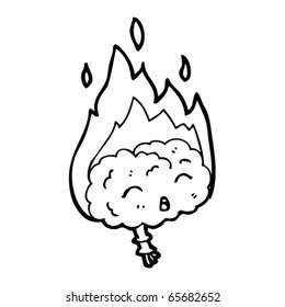 flaming brain cartoon