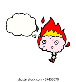 flaming brain cartoon