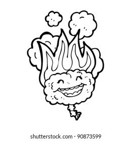 caricatura cerebral en llamas