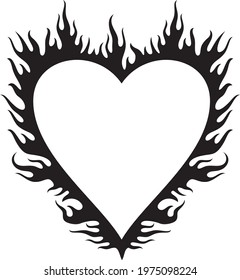 Flaming or burning heart vector icon