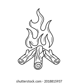 Flaming campfire vector illustration with simple hand drawn sketching style