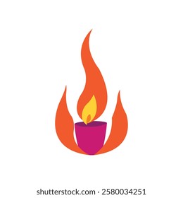 Flaming Candle Icon Vector Design