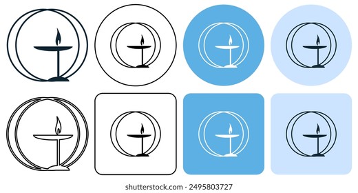 flaming chalice, unitarian, universalism icon symbol stroke line and glyph