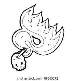 flaming cherry skull cartoon character
