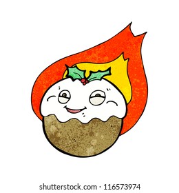 Flaming Christmas Pudding Cartoon